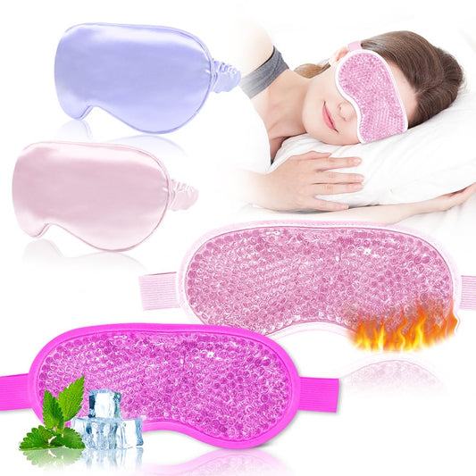 my novel things Cooling Eye Mask and Silky Sleep Mask 4 Packs for Man Women for Sleeping Frozen Ice Eye Mask Cold Warm Compress Dark Circles Puffiness Dry Eyes Gifting