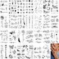 350 PCS Small Finger Temporary Tattoo for Women- butterfly Flower Rose Letter Realistic Black Fake Tiny Tattoos Waterproof Long Lasting Tattoos Stickers Sexy Tattoo for Adults