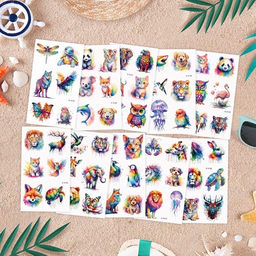 60 PC Animal Temporary Tattoos for Kids - Waterproof Stickers