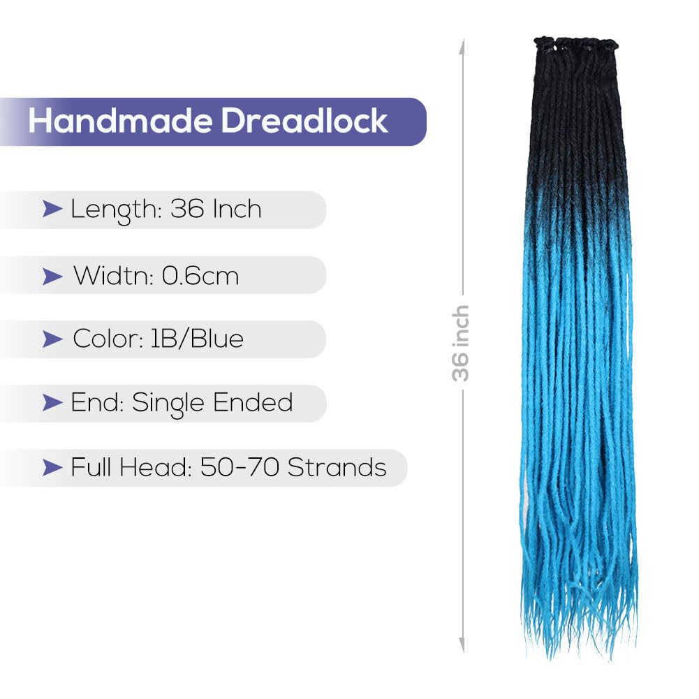 36" Dreadlocks Extension Soft Synthetic Crochet Hair Super Long 1B/Medium Auburn Dread Extensions Reggae Style for Women (10 Strands)