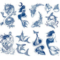 Semi-permanent Tattoos, 8-Sheet Plant-Based Ink Infinity Fake Shark Tattoo Stickers, 2 Weeks Long Last Waterproof Tattoos