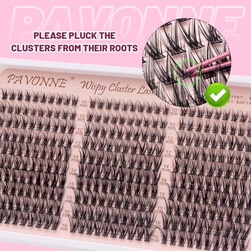 Cluster Lashes Kit 300PCS Wispy C Curl 10-16mm DIY