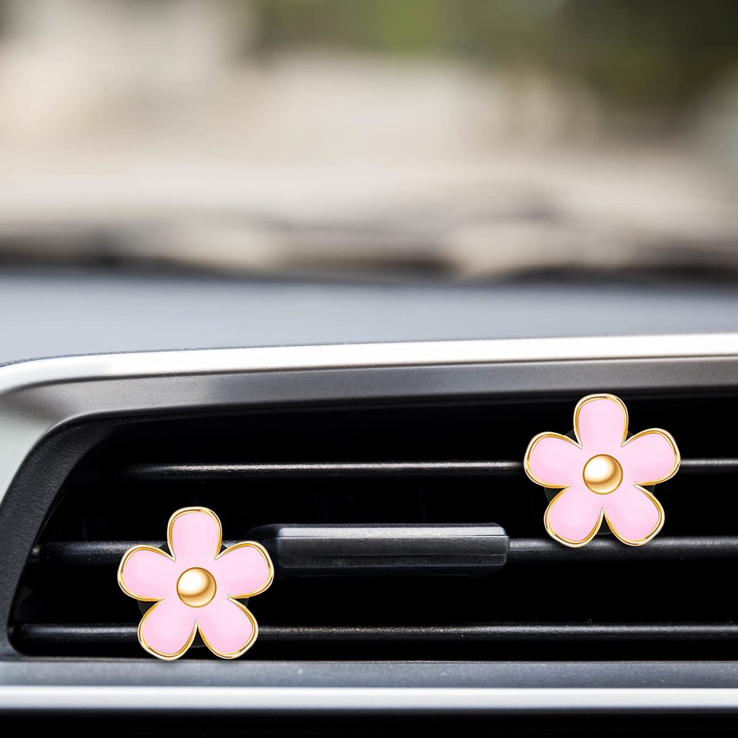 Frienda 6 Pcs Daisy Flower Air Vent Clip Air Freshener Outlet Clip Car Air Conditioning Clip Charm Car Inter Decor(Pink, 3 cm, 3.3 cm)