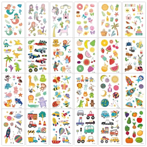 Temporary Tattoo Sleeves for Kids - 66 Sheets, Mermaid & Space