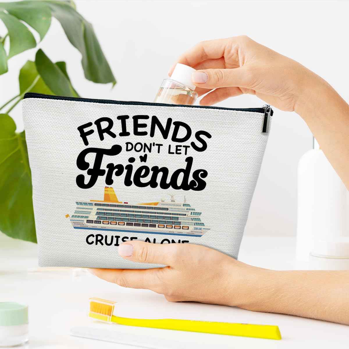 Ythuil Cruise Lovers Makeup Bag Summer Vacation Gift, Cruise Travel Cosmetic Bag Travel Organizer Zipper Pouch For Family Friend, Beach Lover Gift and Beach Theme Decor