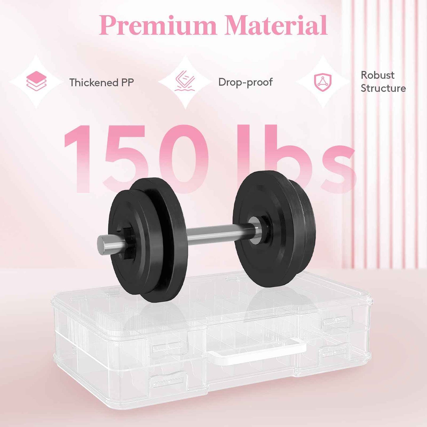 Lifewit Nail Polish Organizer Case for 36 Bottles with 8 Adjustable Sections, Portable Sturdy Gel Nail Polish Storage Holder with 4 Nail Separators, Space Saver for Display Travel, 2 Pack, Clear