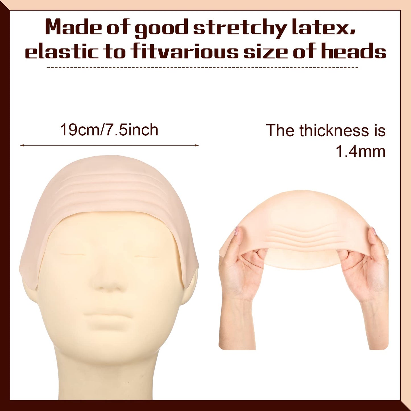 2 Pieces Halloween Bald Cap Makeup Latex Bald Head Wig Caps Bald Hat Cosplay Makeup Costume Accessories for Adults Women (Pink, Beige,Novel Style)