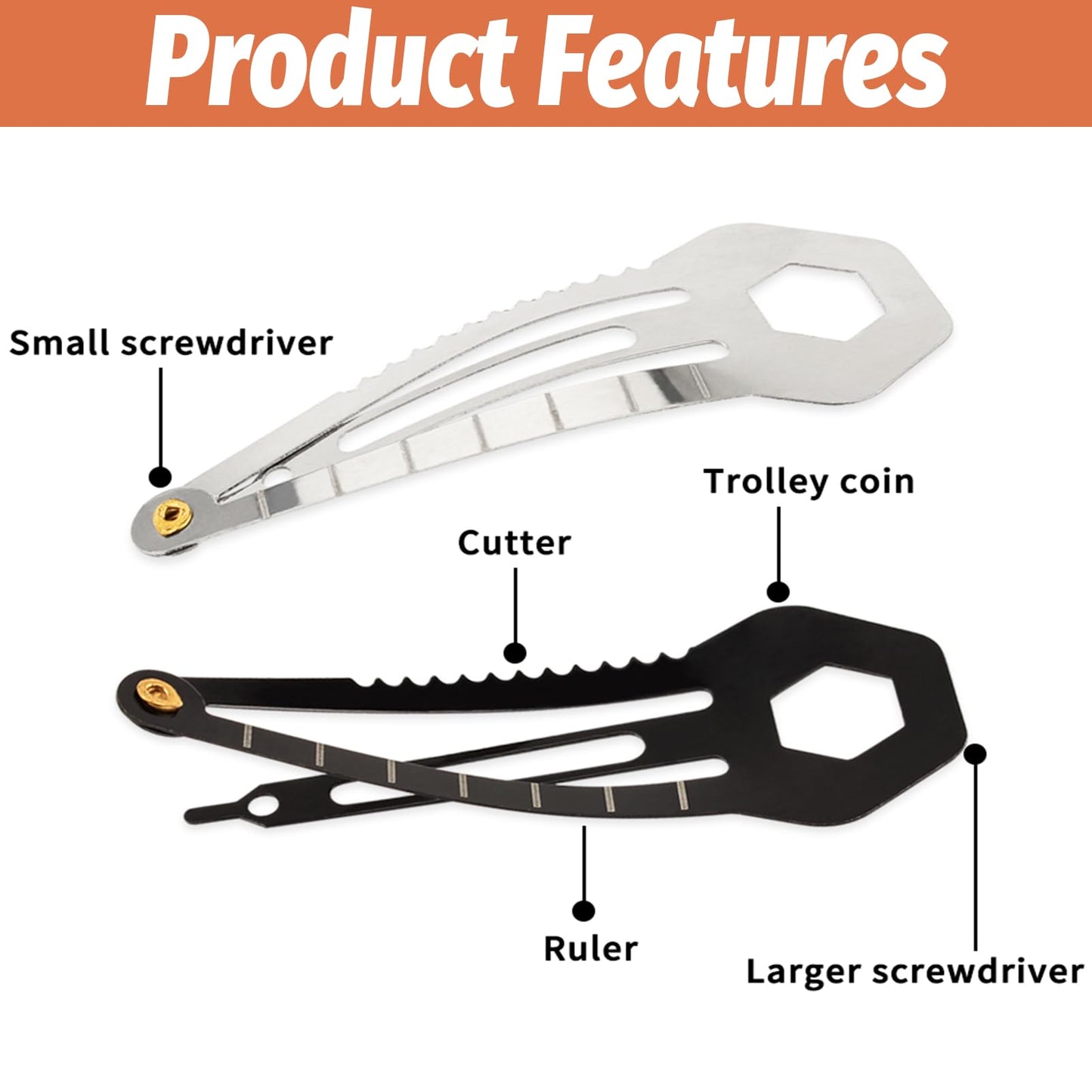 VinBee Self Defence Hair Clips For Women, Tactical Hair Clip,Multi-Functional HairBarrettes Mini Pins Stainless Steel, Self-Defense EDC Survival Kit-10 Pack