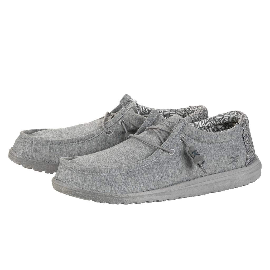 Hey Dude Men's Wally Stretch Fleece Grey Size 13 | Men’s Shoes | Men's Lace Up Loafers | Comfortable & Light-Weight