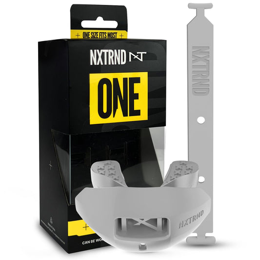 Nxtrnd One Football Mouth Guard, Strap Included, Fits Adult & Youth (Grey)