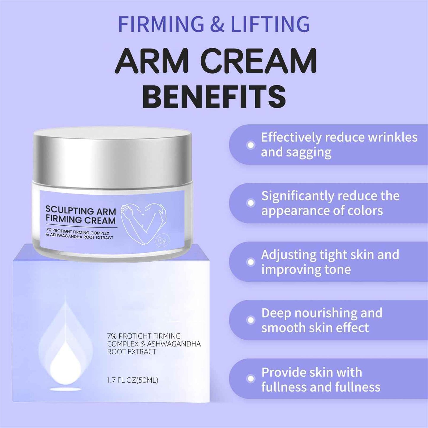 Arm Tightening Cream - Arm Firming Cream, Arm Sculpting for Flabby Arms with Ashwagandha Root Extract – 100g/3.53 oz (1)