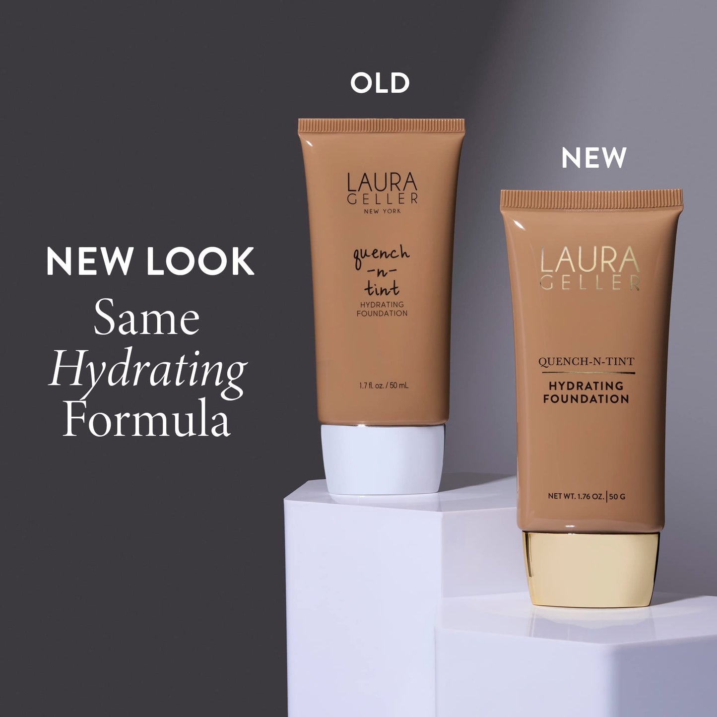 LAURA GELLER NEW YORK Quench-n-Tint Hydrating Foundation - Deep - Sheer to Light Buildable Coverage - Natural Glow Finish - Lightweight Formula with Hyaluronic Acid