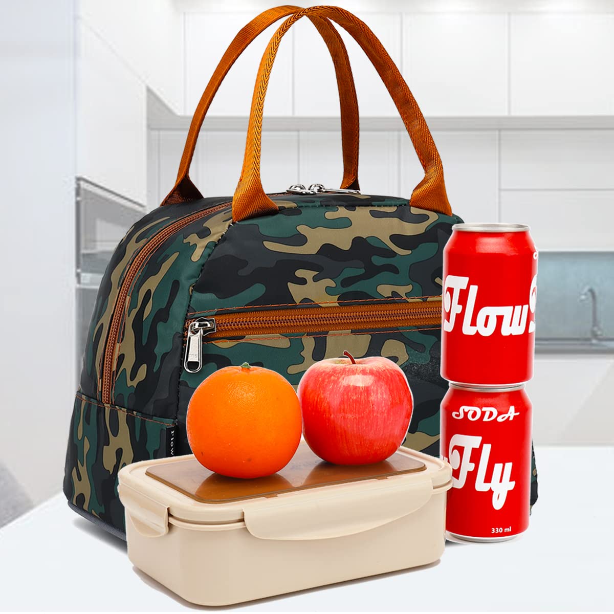 FlowFly Lunch Bag Tote Bag Lunch Organizer Lunch Holder Insulated Lunch Cooler Bag for Women/Men,Camo