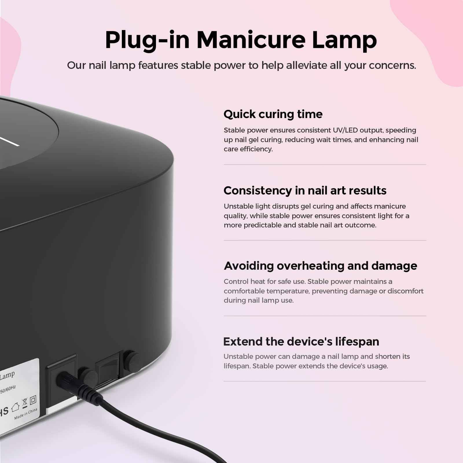 Lavinda UV LED Nail Lamp, 54W UV Nail Light for Gel Polish Acrylic , Professional Gel Lamp with Auto Sensor Fast Curing Nails Dryer 4 Timer Settings Art Tools for Salon Home Use