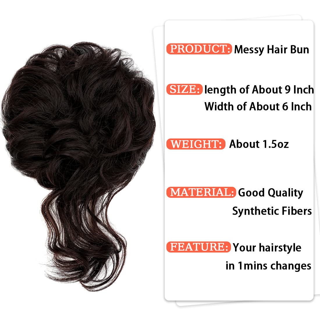 Mitrygreen Messy Bun Hair Piece Tousled Updo Extension Elastic Rubber Band Hair Extension Piece for Women Girls Dark Brown