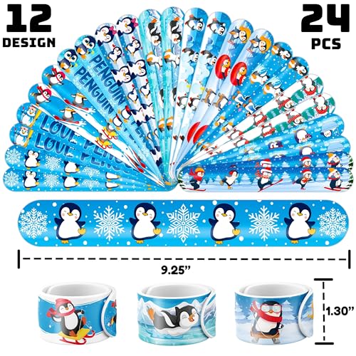 72PCS Penguin Party Favors | 48PCS Temporary Pre - cut Tattoos & 24PCS Slap Bracelets - Winter & Arctic-Themed Birthday Supplies, Baby Shower Gifts, Classroom Rewards & Party Decor for Kids