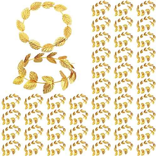 Unittype 18 Pcs Gold Laurel Crown Wreath Gold Leaf Headband Greek Toga Goddess Costume Headpiece for Women Halloween Accessories