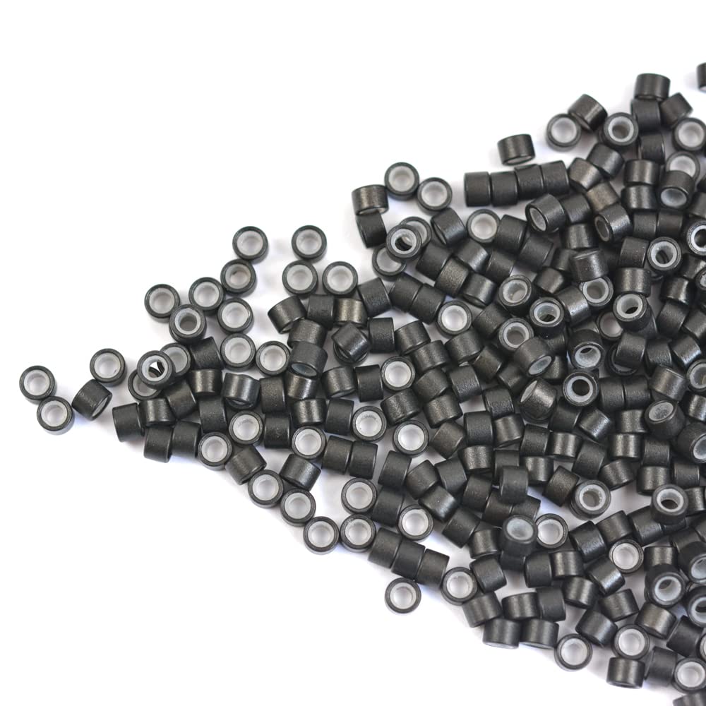 500 Pcs 4mm Silicone Lined Micro Links Rings Beads for I Tip Hair Extensions Feather Extensions (Black)