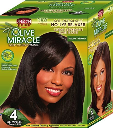 African Pride Olive Miracle Deep Conditioning No-Lye Relaxer - Regular Kit 4-Count