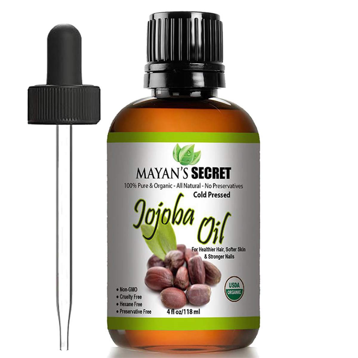 Mayan's Secret Pure Carrier and Essential oils for Skin Care, Hair, Body Moisturizer for Face-Anti Aging Skin Care (Jojoba Oil Organic, 4oz)