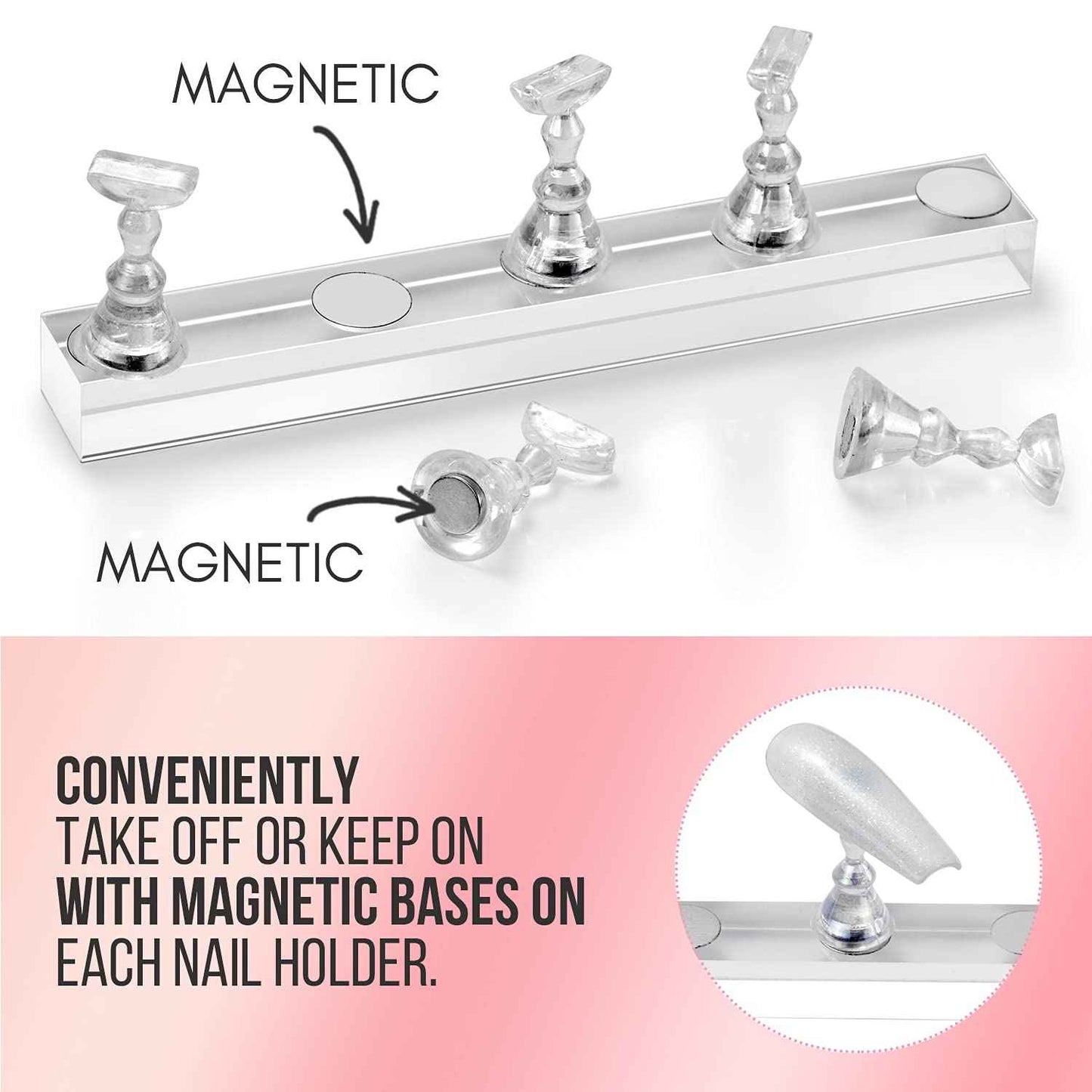 Makartt Acrylic Nail Stand Nail Practice Stand Magnetic Nail Tips Practice Bundle with Makartt Solid Builder Nail Gel Kit for Nail Extension,All in One Hard Gel