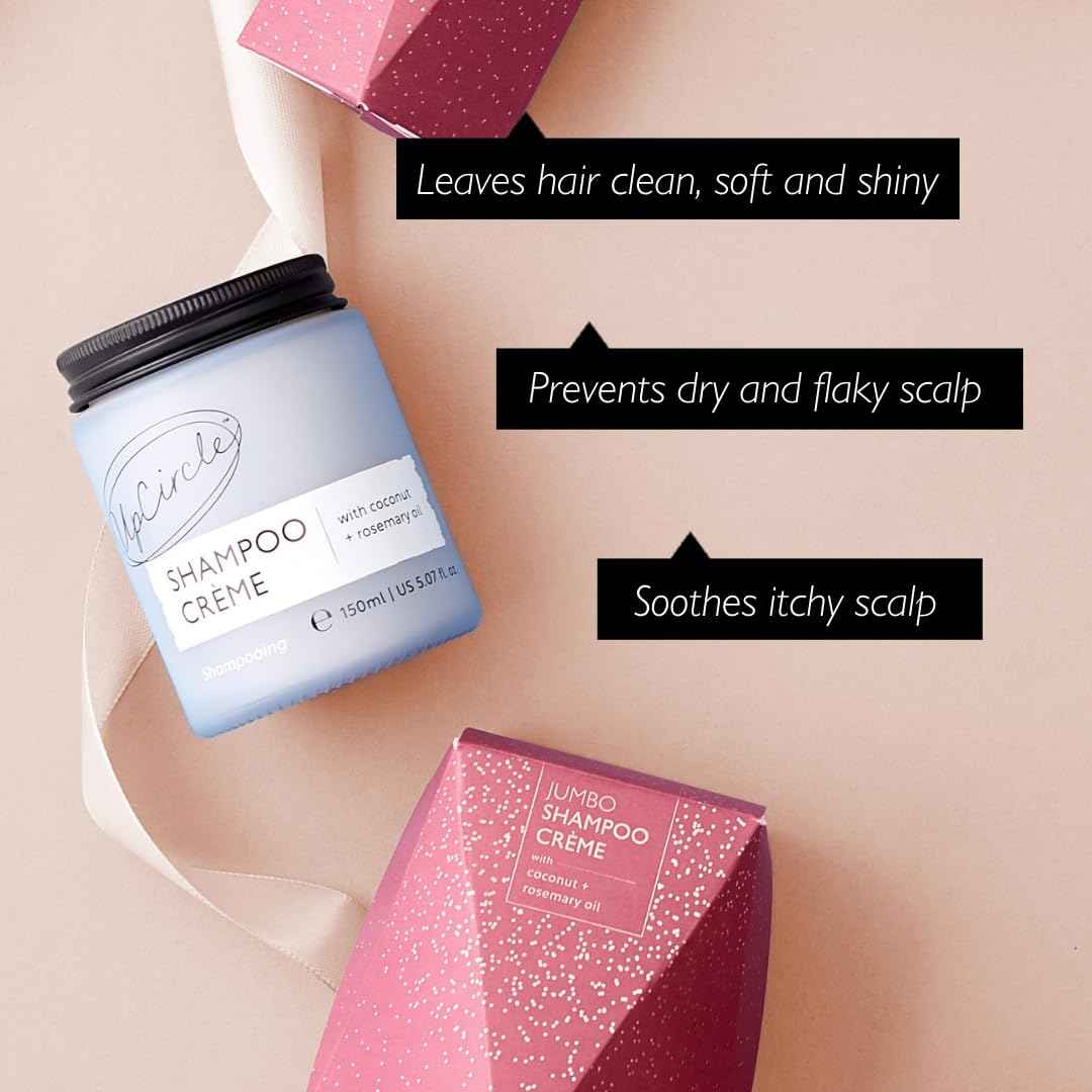 UPCIRCLE Jumbo Shampoo Crème with Rosemary Oil + Pink Berry - 150ml – Gentle Formulation To Soothe + Cleanse – Coconut + Grapefruit oil – Natural, Vegan + Cruelty-Free