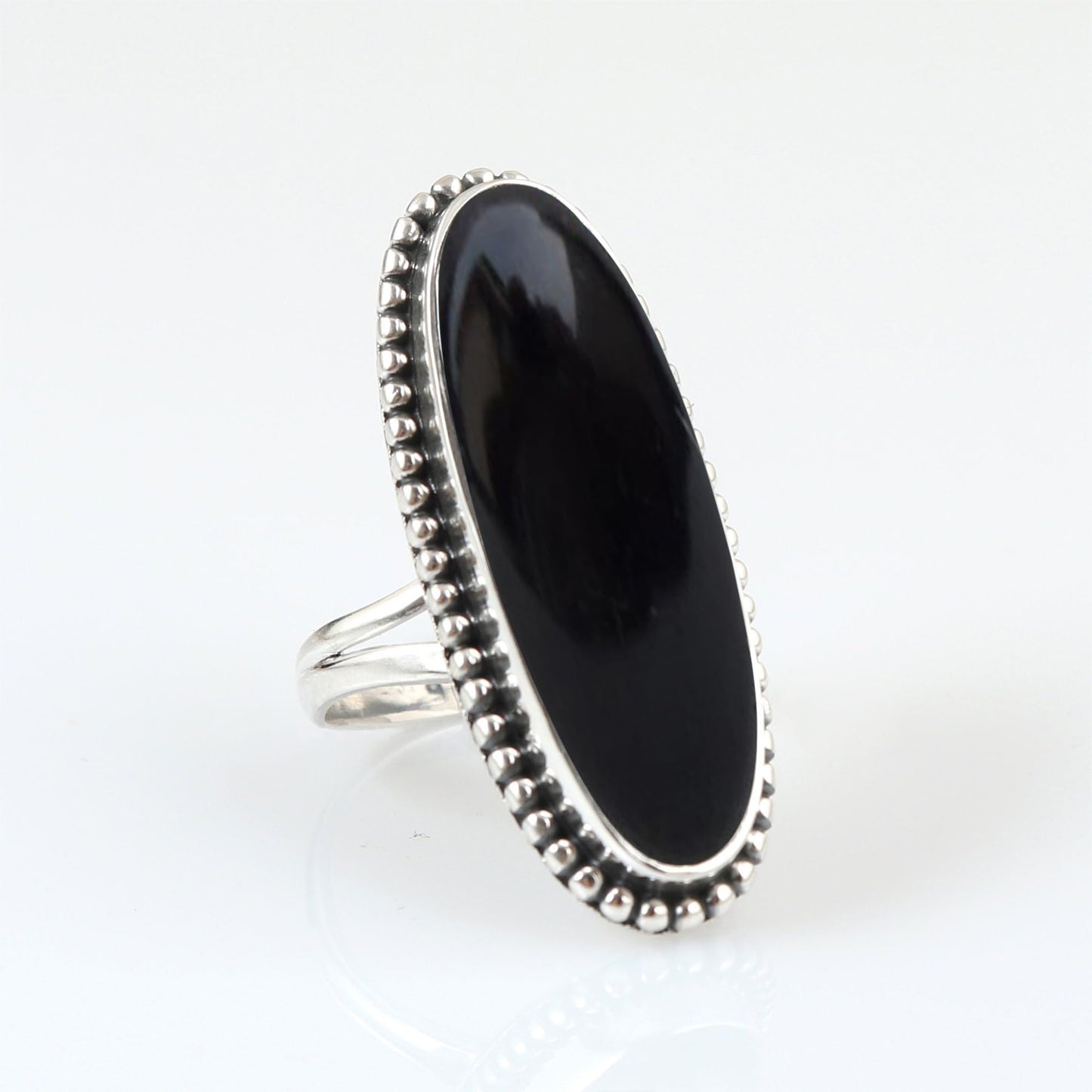 Black Onyx Ring 925 Sterling Silver Handmade Ring For Women Promise Ring Black Gemstone Ring Long Oval Shape Solitaire Ring Gift For Wedding, Birthday By NKG