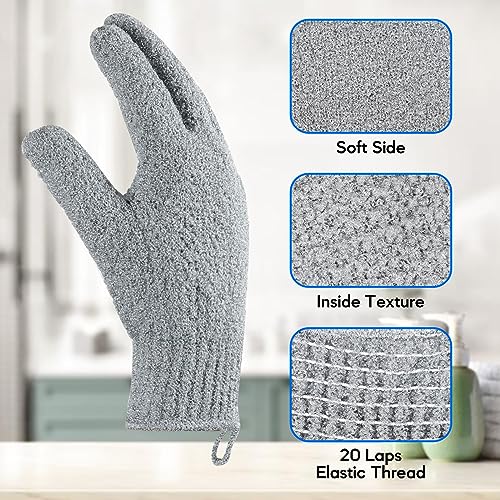Extra Large Exfoliating Gloves 8 Pack for Big Hands - Double-Sided Shower Scrubbers