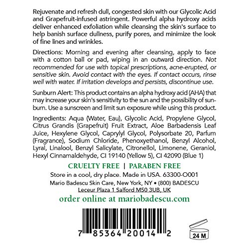Mario Badescu Glycolic Grapefruit Cleansing Lotion for Combination and Oily Skin | Exfoliating Toner that Deeply Cleans |Formulated with Glycolic Acid & Grapefruit Extract