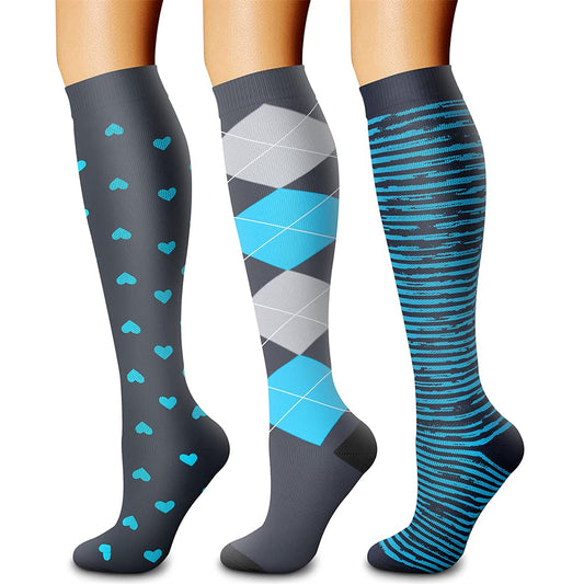 CHARMKING Compression Socks for Women & Men Circulation (3 Pairs) 15-20 mmHg is Best Athletic for Running, Flight Travel, Support, Cycling, Pregnant - Boost Performance, Durability (S/M, Multi 42)