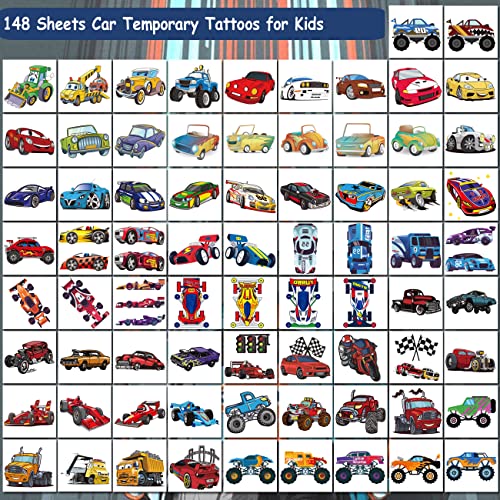 148 PCS Race Car Temporary Tattoos for Kids - Party Favors