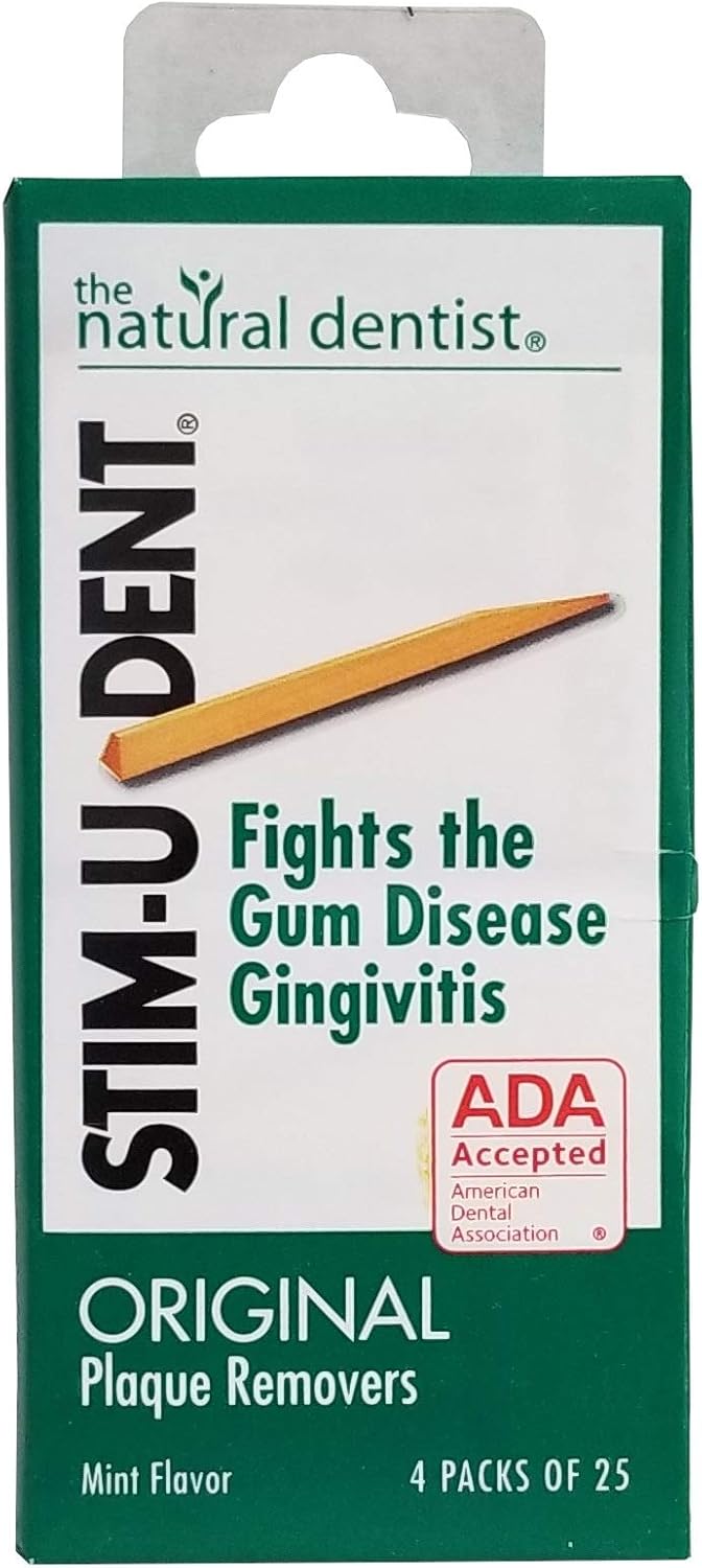 Stim-U-Dent Plaque Removers 3 Packs of 4x25 Picks/Pack (300 Picks) - Mint Flavor