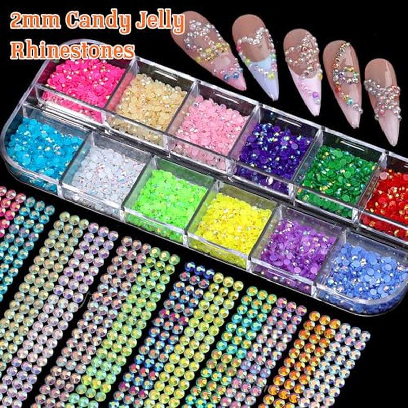 20000pcs 2mm Crystal Nail Rhinestones Kit with Storage Box