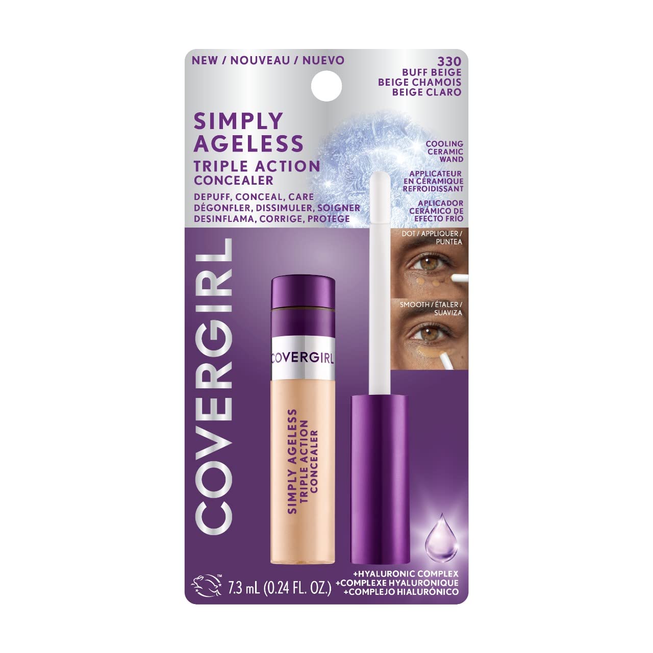 COVERGIRL Simply Ageless Triple Action Concealer, Buff Beige, Shelf Pack of 2