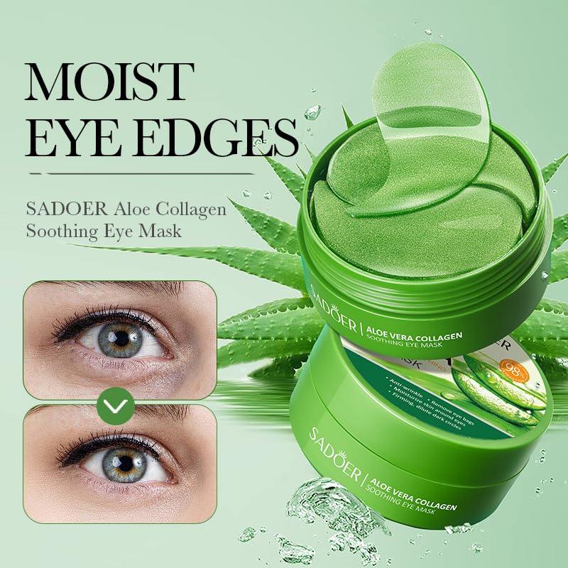 Under Eye Mask - 60 PCS Aloe Vera Under Eye Patches-Under Eye Patches for Dark Circles,Eye Puffiness & Dark Circles Treatment,Reduces Wrinkles & Fine Lines,Improves & Firms Eye Skin