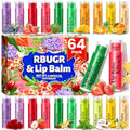 64 Pack Lip Balm - 12 Flavored with Coconut Oil Organic Natural Moisturizing Lip Balms for Dry Cracked Lips, Bulk Set Hydrating for Valentines Gifts (4.2g/0.15oz)
