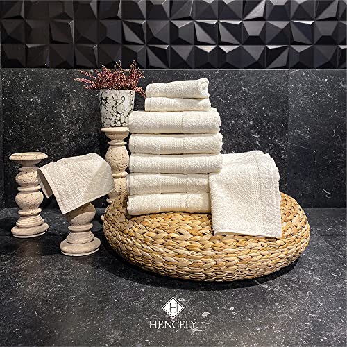 Hencely Premium 6-Pack Washcloths 12x12 Inches Soft Turkish Cotton High Absorbent and Quick Dry Dishtowel for Kitchen and Bath (Wash Cloth 6 Pack, Ivory)