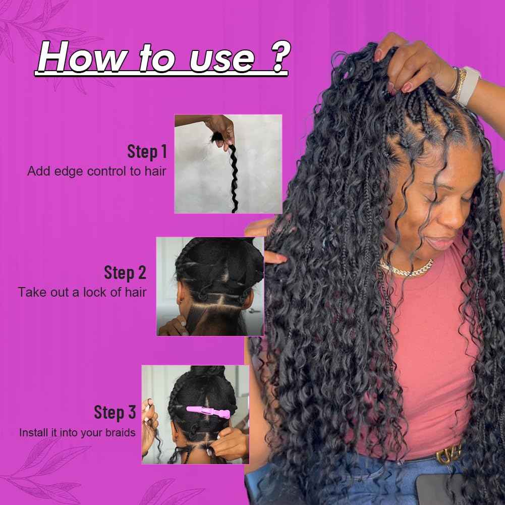 18 Inch Human Braiding Hair for Boho Braids 110g Natural Black 18Inch No Weft 2 Bundles/Pack Deep Water Wave Boho Bulk Human Hair for Knotless Braiding Curly Water Wave Hair