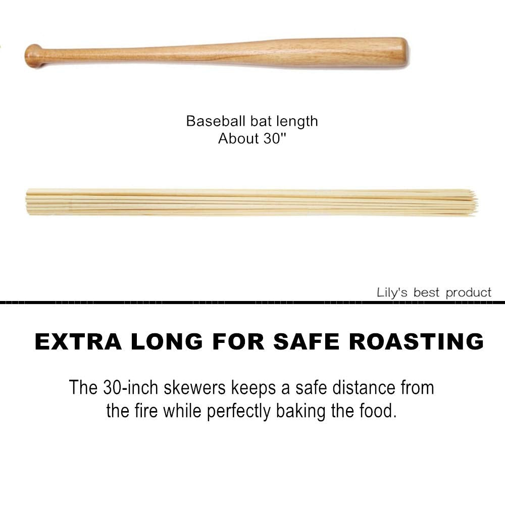 HOPELF 36" Natural Bamboo Skewers Sticks for Marshmallows，S'Mores，BBQ，Kabob，Grilling，Barbecue，Roasting，Camping.More Size Choices 6"/8"/10"/12"/14"/30"(100 PCS)