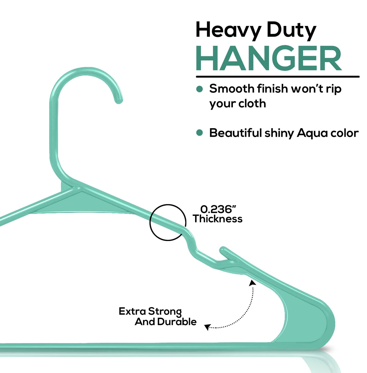 Utopia Home Clothes Hangers 150 Pack - Plastic Hangers Space Saving - Durable Coat Hanger with Shoulder Grooves (Aqua)