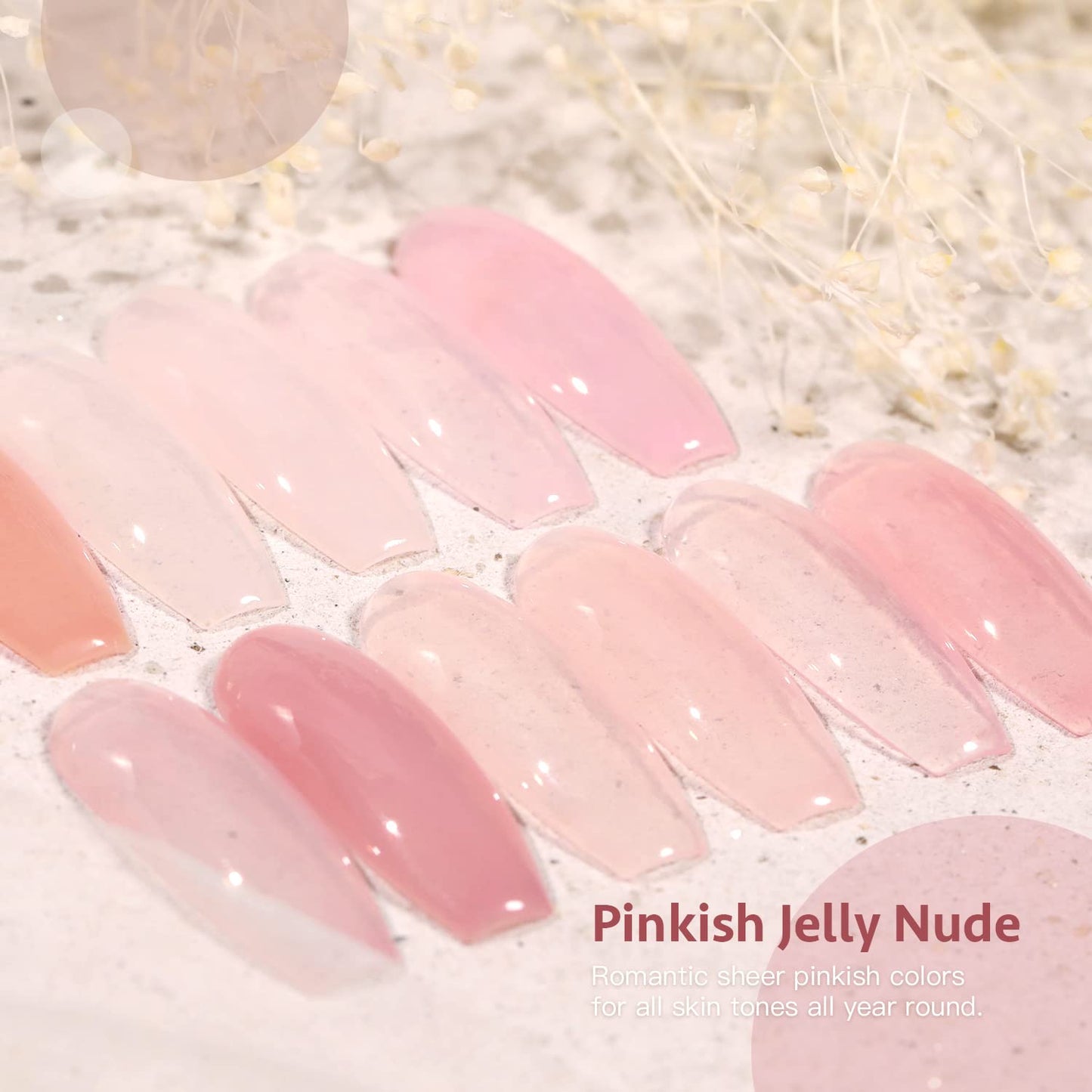 GAOY Jelly Nude Pink Gel Nail Polish Set of 6 Transparent Colors Sheer Gel Polish Kit