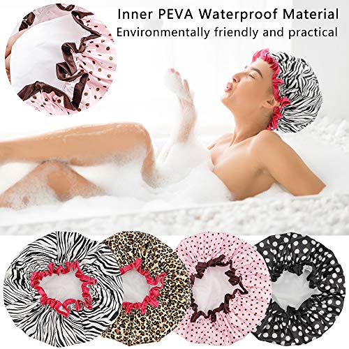 Waterproof Shower Caps for Women (4-Pack)