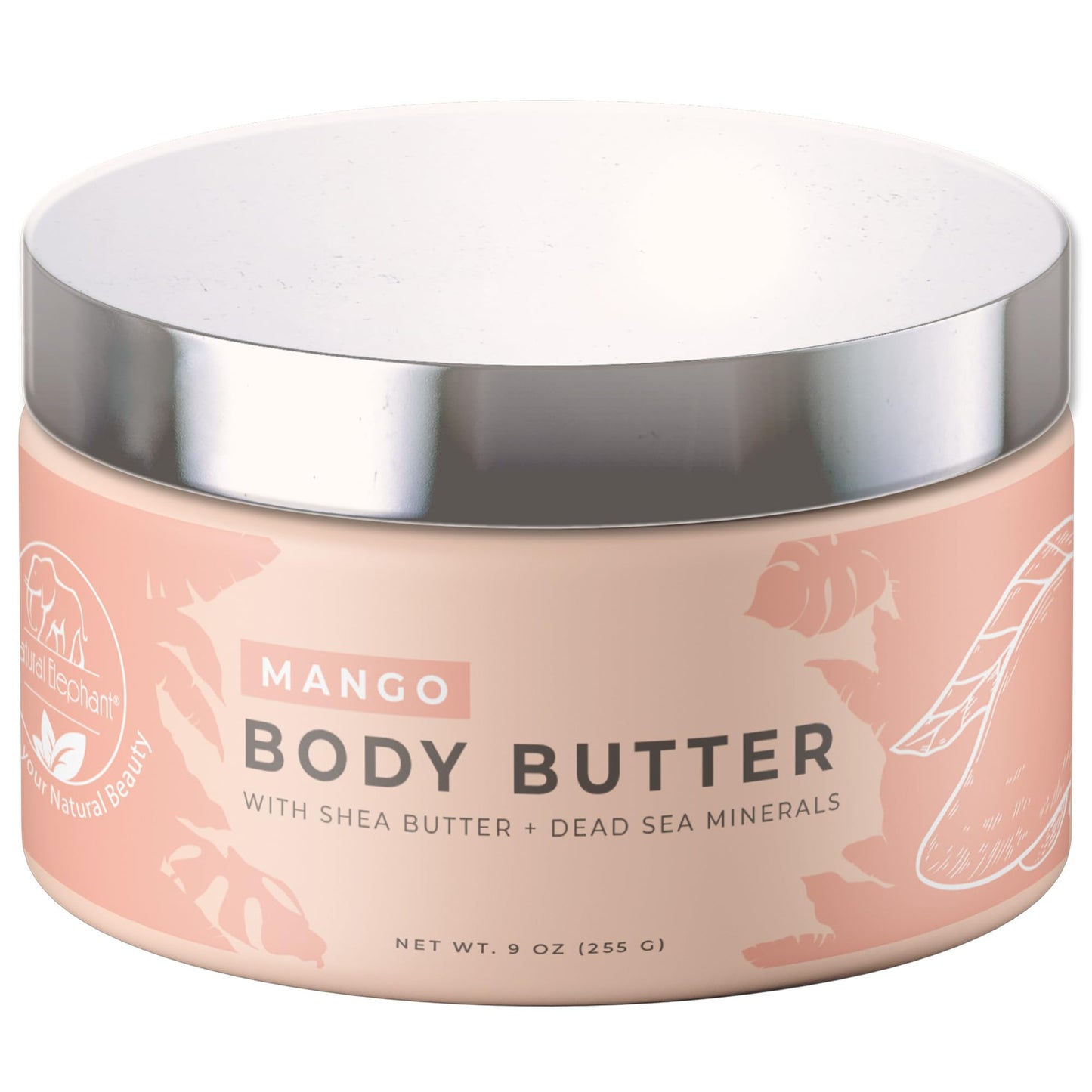 Natural Elephant Body Butter with Shea Butter, Dead Sea Minerals & Vitamin E - Luxurious Moisturizer, Hydrating Cream, Cruelty-Free, Paraben-Free, 9 oz (Mango)