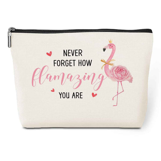 jeilink Funny Pink Flamingo Makeup Bag Flamingo Gifts Flamingo Decor Party Supplies Inspirational Christmas Birthday Gifts for Women Flamingo Lovers Girl Daughter Friend Coworker Travel Toiletry Bag