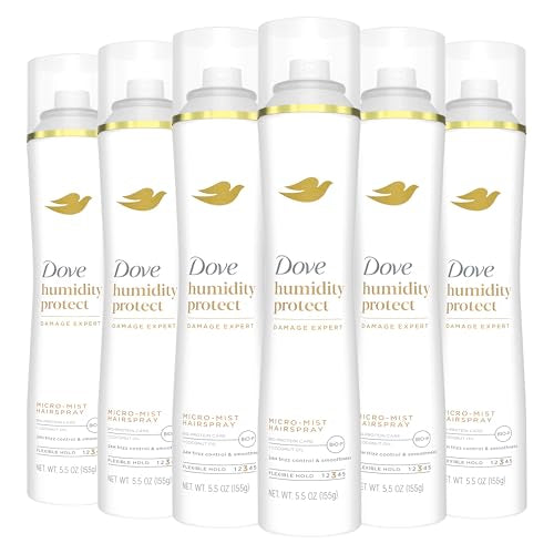 Dove Flexible Hold Hairspray 6 ct Protect Micro-Mist for Long-lasting Hold, Protection Against Humidity All-day Flexible Hold for 24H Frizz Control 5.5 oz