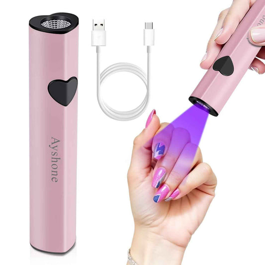 Ayshone Handheld UV Light for Gel Nails,Cordless UV LED Nail Lamp for Curing Gel Polish,Rechargeable 8X-Faster USB Nail Dryer for Fast Curing (Pink)