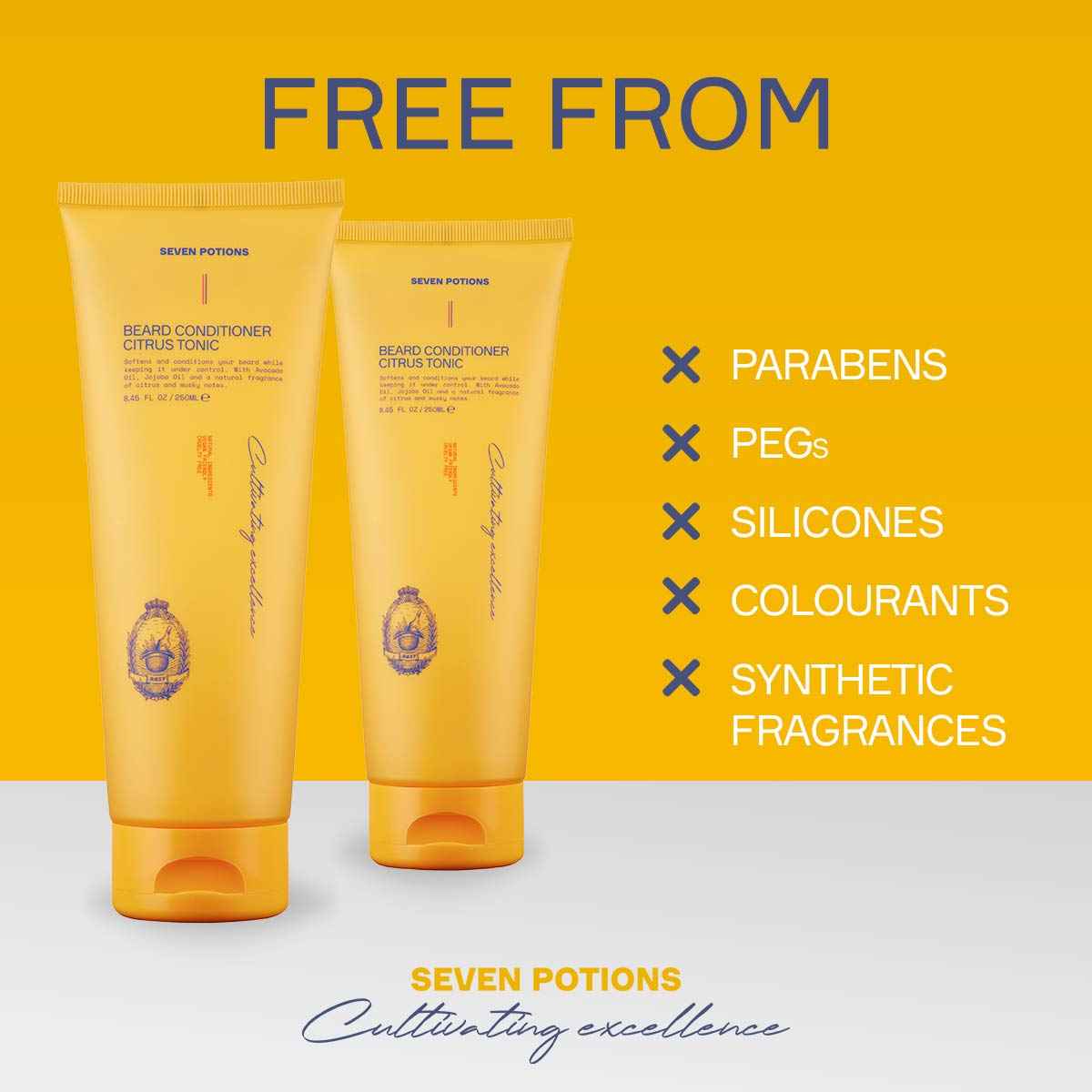 SEVEN POTIONS Beard Conditioner for Men – Prevents Beard Itch and Dandruff – Natural, Vegan, Cruelty Free (Citrus Tonic, 8.45 FL OZ)