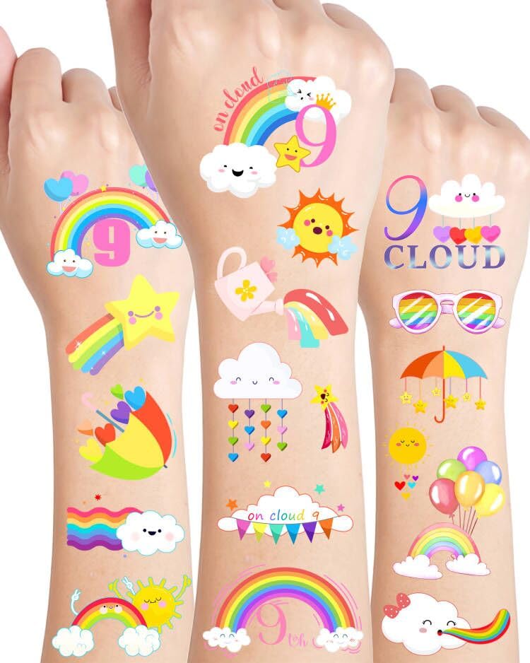 189Pc Cloud 9 Temporary Tattoos for Girls Birthday Party Favors