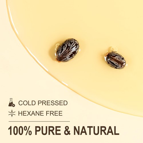 Yoken EWG Verified Organic Castor Oil Glass Bottle 32 fl oz (with Pump) 100% Pure Castor Oil for Skin Face Hair, Cold Press, Hexane Free, Unrefined Caster oil for Castor Oil Pack Deep Nourish Body