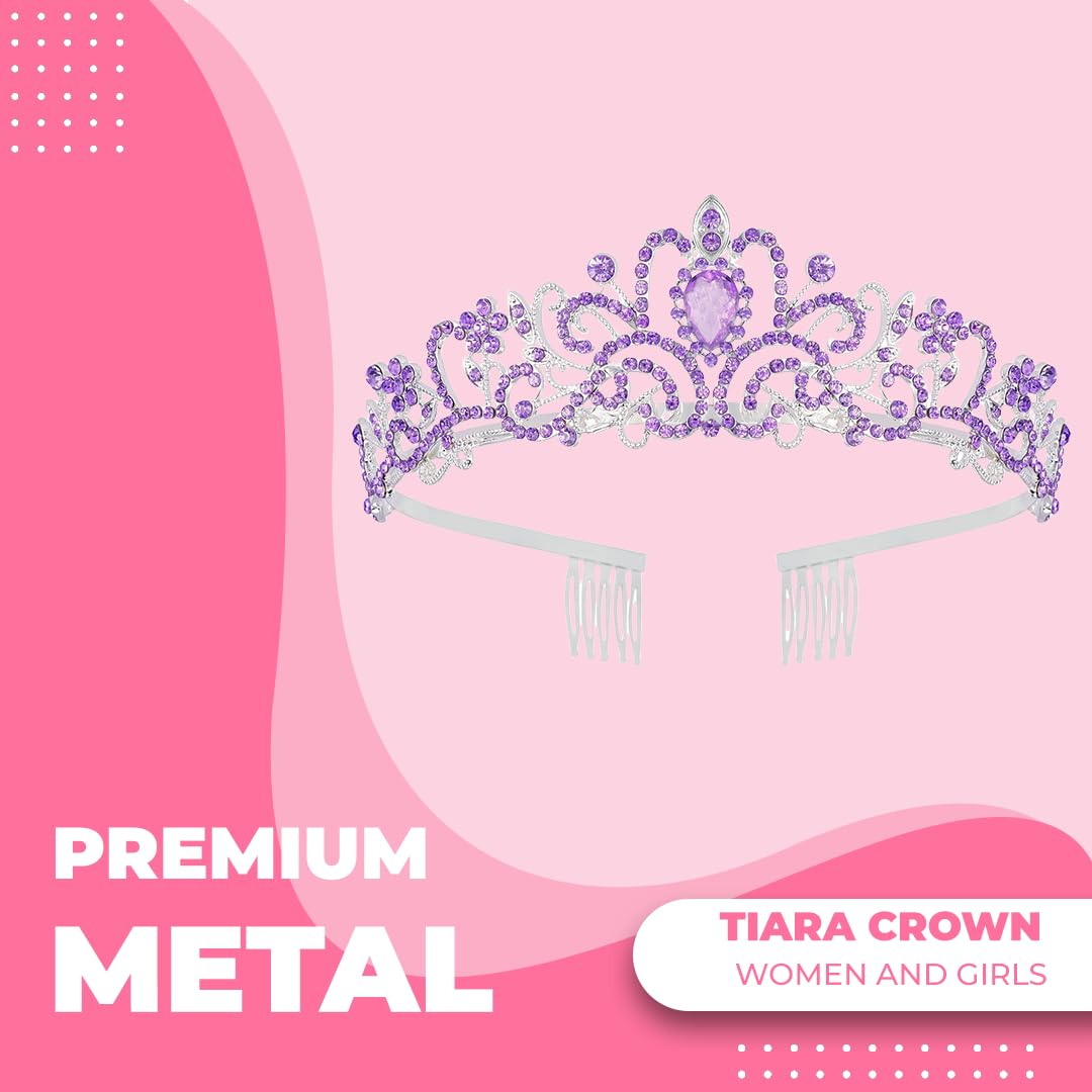 Papoopy Tiara Crown for Women, Headband Hair Accessories for Birthday Wedding Party Costume Purple